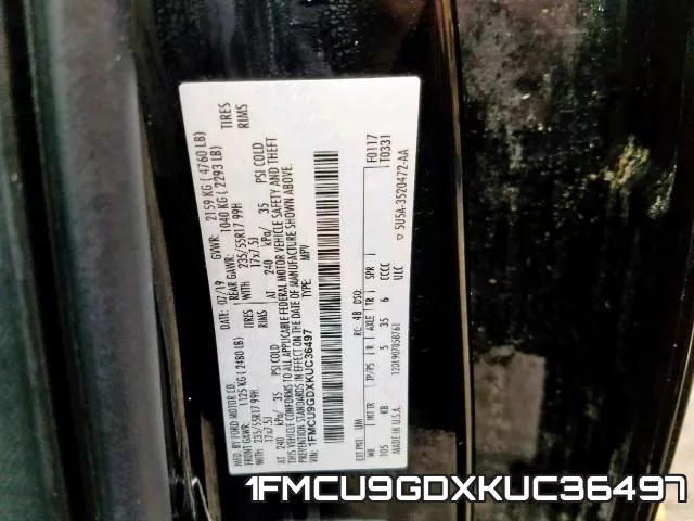 1FMCU9GDXKUC36497 фото 2