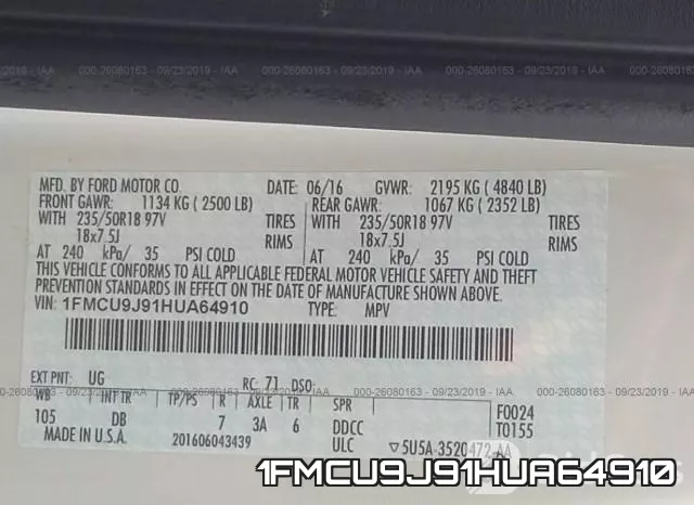 1FMCU9J91HUA64910 фото 9