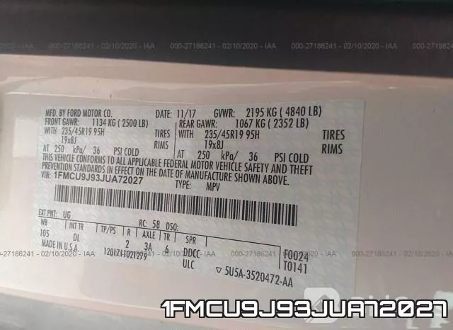 1FMCU9J93JUA72027 фото 8