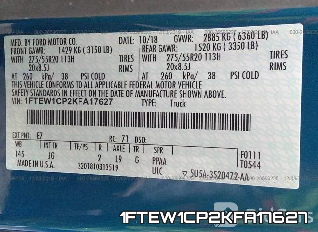1FTEW1CP2KFA17627 фото 8