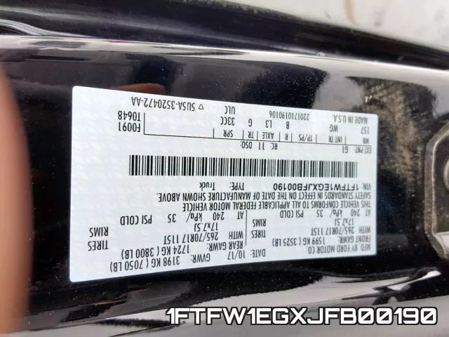 1FTFW1EGXJFB00190 фото 2
