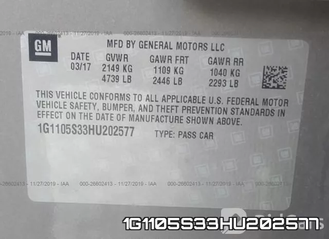 1G1105S33HU202577 фото 9
