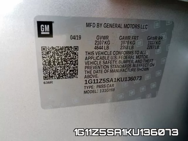 1G11Z5SA1KU136073 фото 2