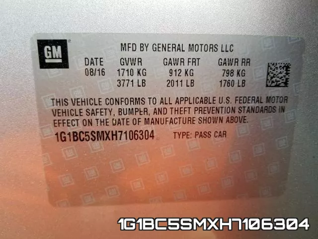 1G1BC5SMXH7106304 фото 2
