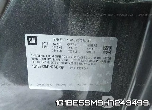 1G1BE5SM9H7243499 фото 9