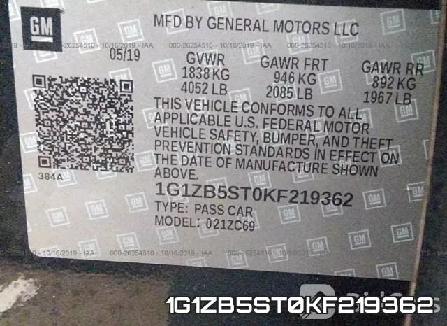 1G1ZB5ST0KF219362 фото 7