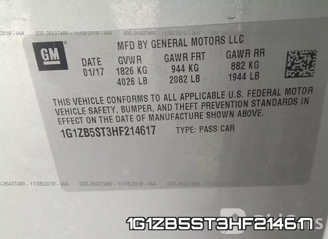 1G1ZB5ST3HF214617 фото 10