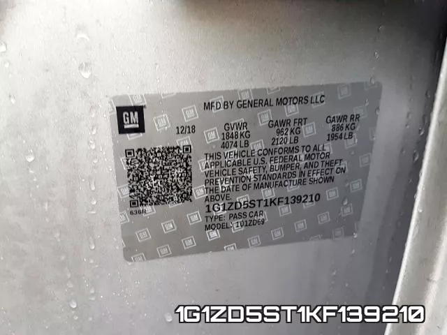 1G1ZD5ST1KF139210 фото 2