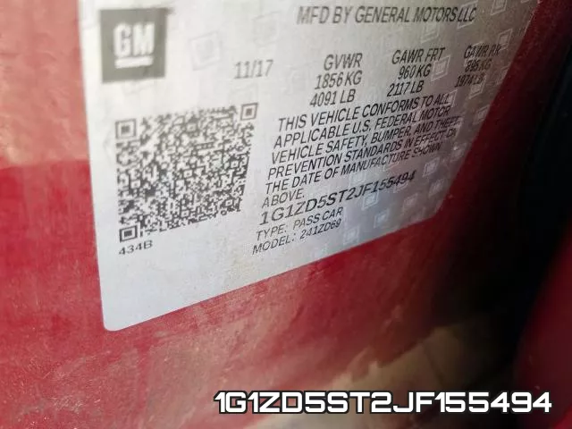 1G1ZD5ST2JF155494 фото 2