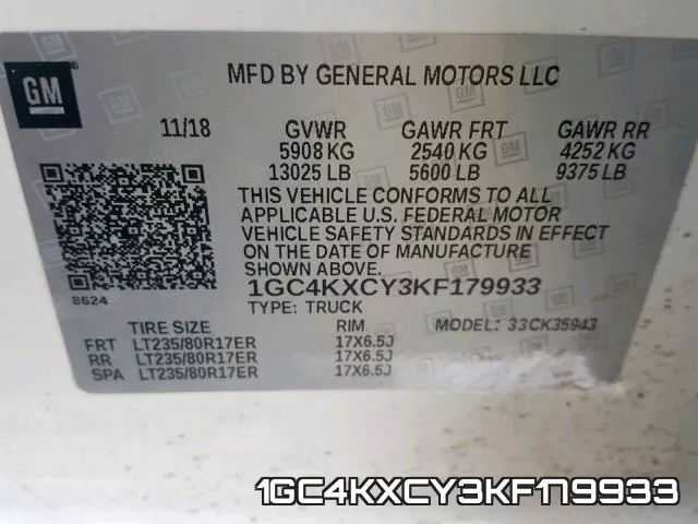 1GC4KXCY3KF179933 фото 2