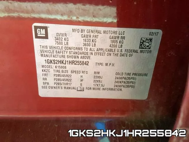 1GKS2HKJ1HR255842 фото 2