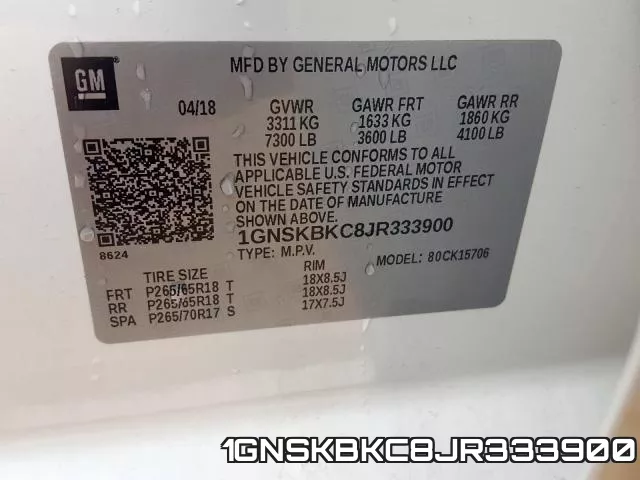 1GNSKBKC8JR333900 фото 2