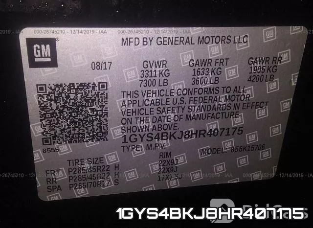 1GYS4BKJ8HR407175 фото 9