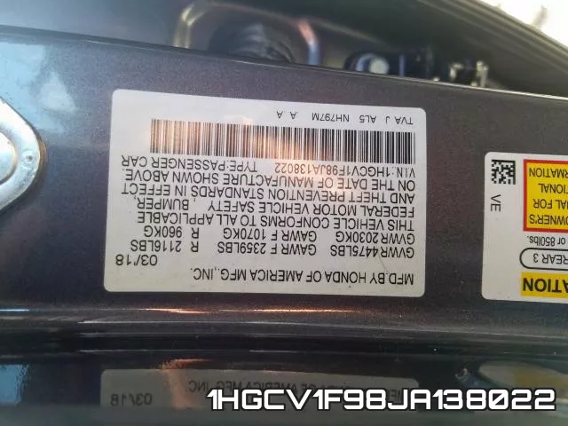 1HGCV1F98JA138022 фото 2