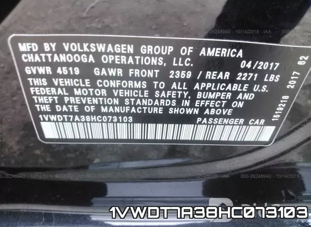 1VWDT7A38HC073103 фото 9
