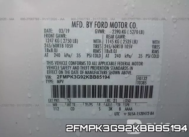 2FMPK3G92KBB85194 фото 9