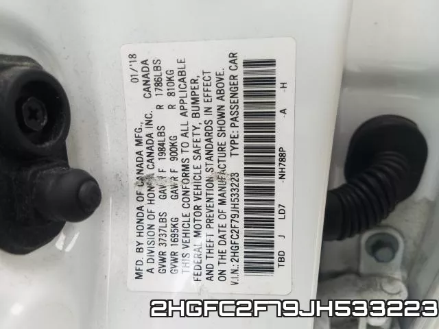2HGFC2F79JH533223 фото 2
