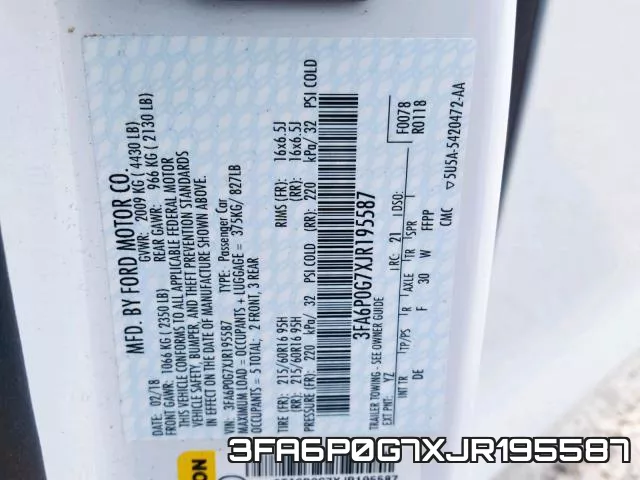 3FA6P0G7XJR195587 фото 2