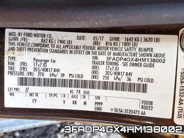 3FADP4GX4HM138002 фото 2