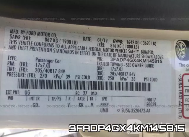 3FADP4GX4KM145815 фото 9