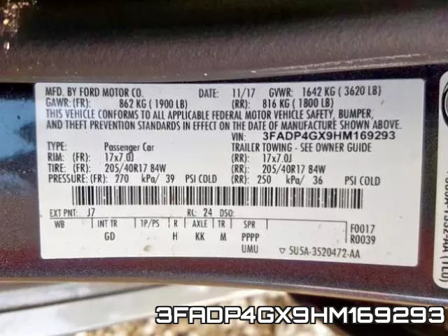 3FADP4GX9HM169293 фото 2