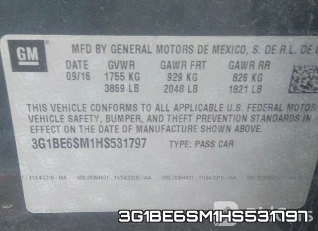 3G1BE6SM1HS531797 фото 9
