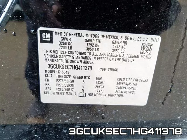 3GCUKSEC7HG411378 фото 2