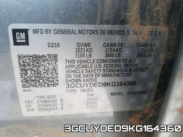 3GCUYDED9KG164360 фото 2