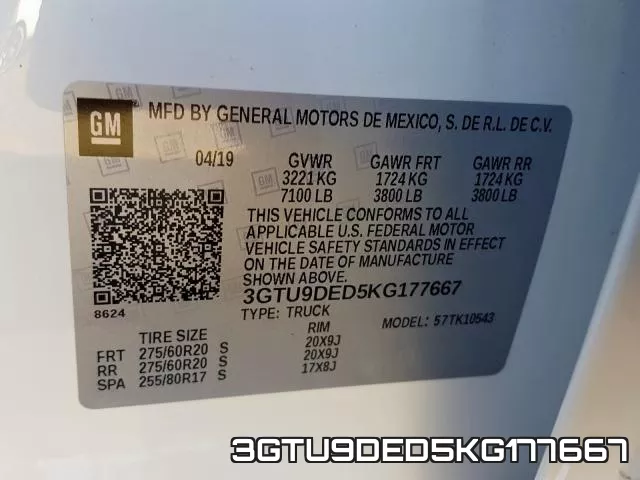 3GTU9DED5KG177667 фото 2
