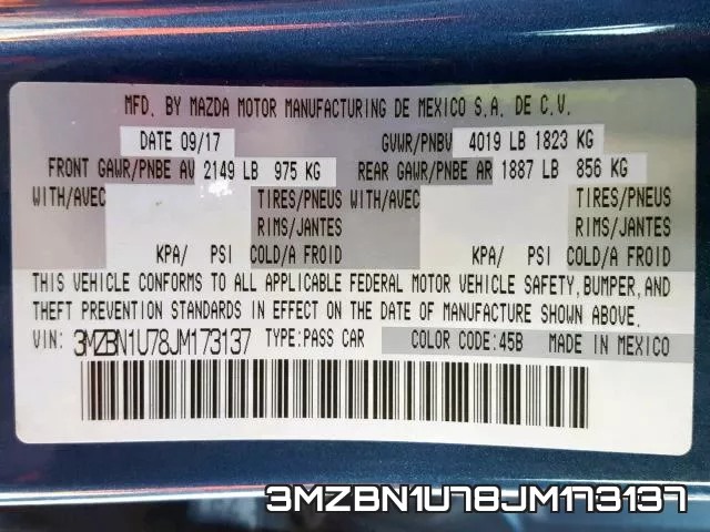 3MZBN1U78JM173137 фото 2