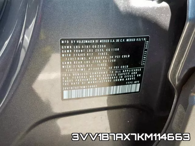 3VV1B7AX7KM114663 фото 2