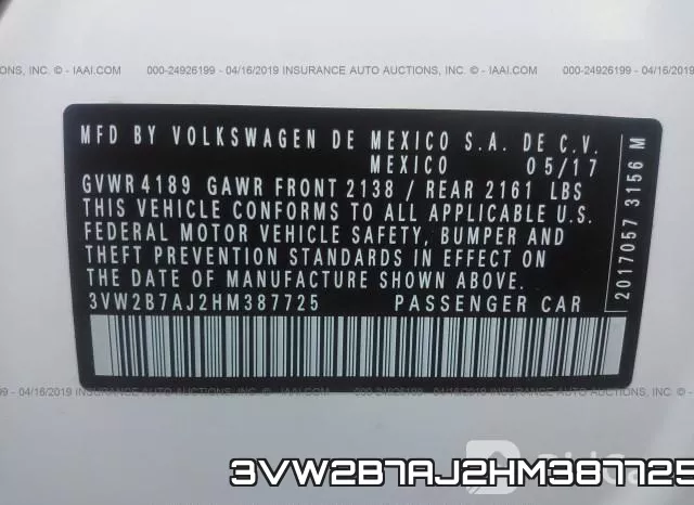 3VW2B7AJ2HM387725 фото 8