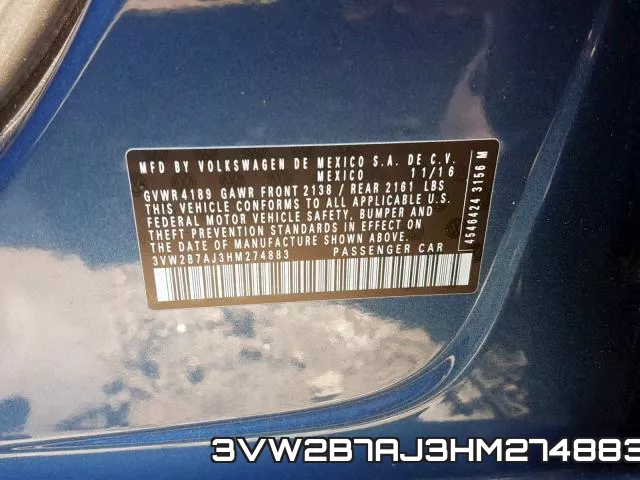 3VW2B7AJ3HM274883 фото 2