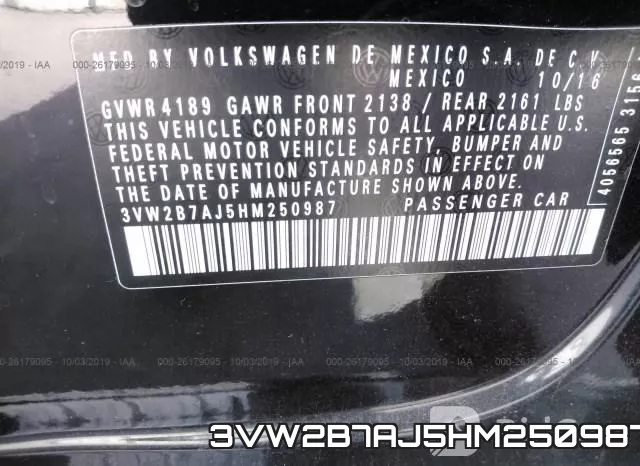3VW2B7AJ5HM250987 фото 8