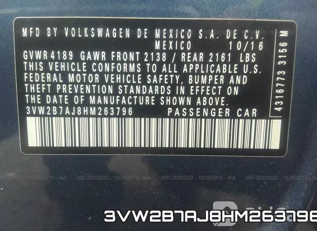 3VW2B7AJ8HM263796 фото 5