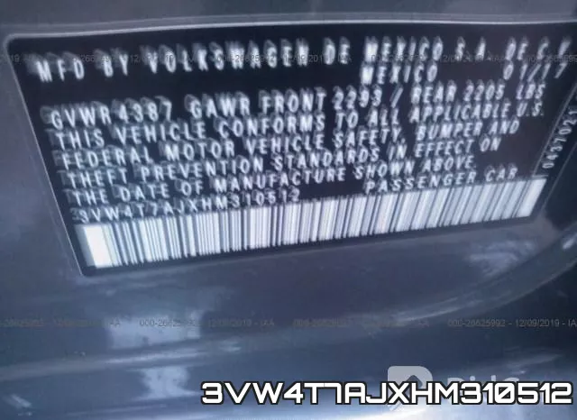 3VW4T7AJXHM310512 фото 10