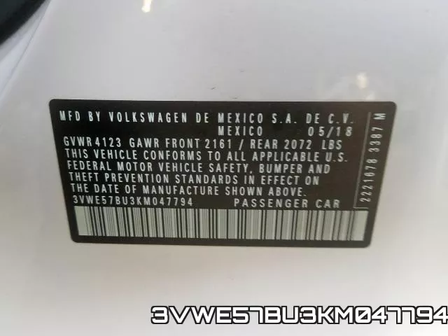3VWE57BU3KM047794 фото 2
