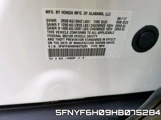 5FNYF6H09HB075284 фото 2