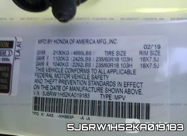 5J6RW1H52KA019183 фото 10