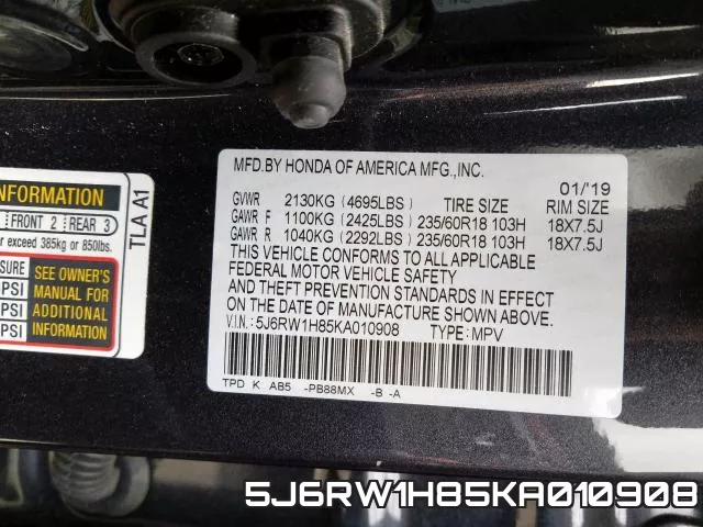 5J6RW1H85KA010908 фото 2