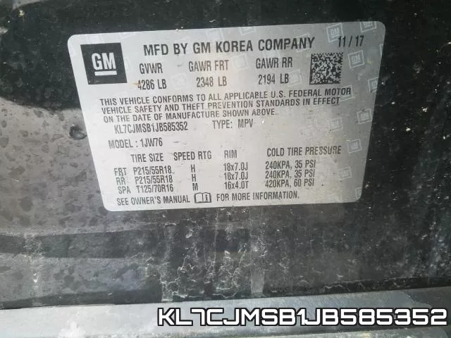 KL7CJMSB1JB585352 фото 2