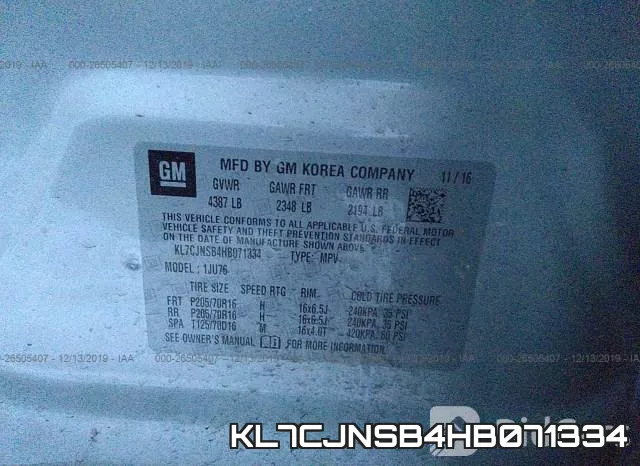 KL7CJNSB4HB071334 фото 8