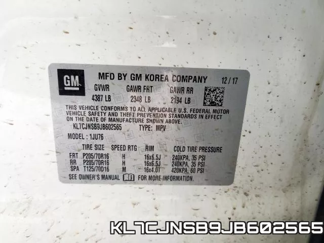 KL7CJNSB9JB602565 фото 2