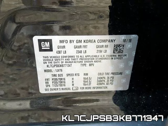 KL7CJPSB3KB771347 фото 2