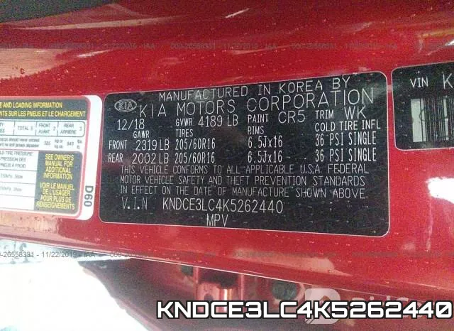KNDCE3LC4K5262440 фото 8