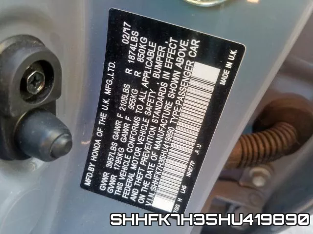 SHHFK7H35HU419890 фото 2