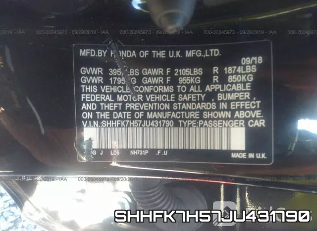 SHHFK7H57JU431790 фото 10