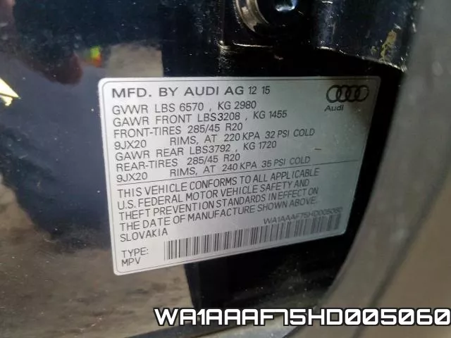 WA1AAAF75HD005060 фото 2