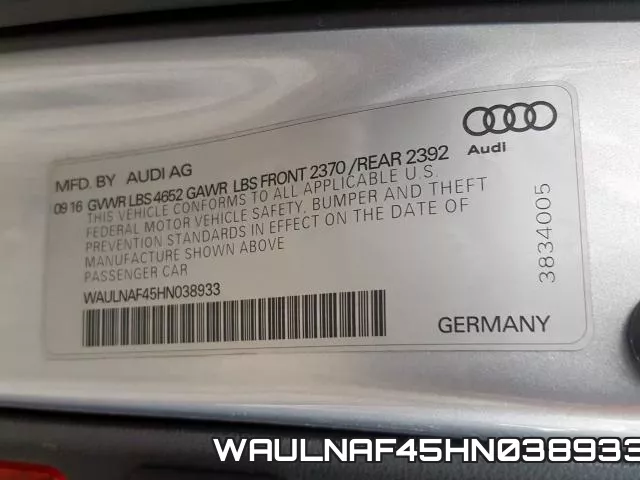 WAULNAF45HN038933 фото 2