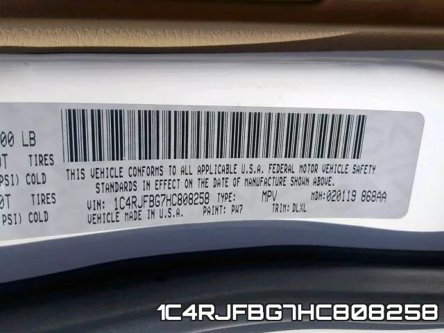 1C4RJFBG7HC808258 фото 2
